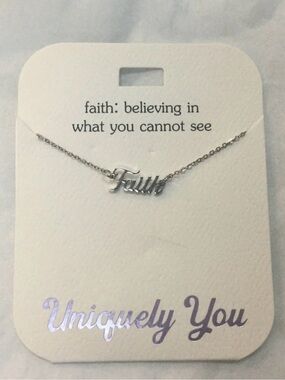 Uniquely You Faith Script Necklace in Silvertone